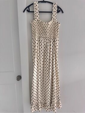 Zara Cream Maxi Dress with Black Polka Dots
